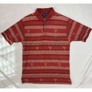 Vintage Western Wrangler Men's Red Polo Short Sleeve Shirt Cow Skull‎ Size L
